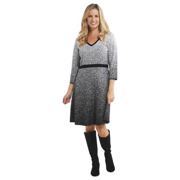 3/4 Sleeve Fit and Flare Sweater Dress