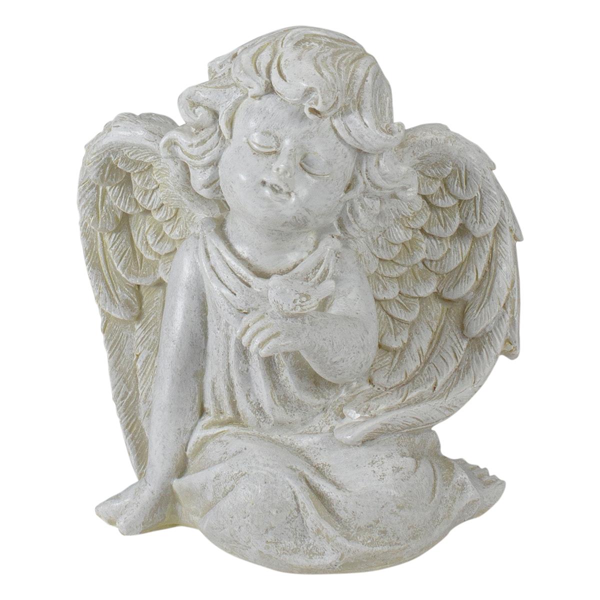 Northlight Seasonal 6.5in. Sitting Cherub Angel with Bird