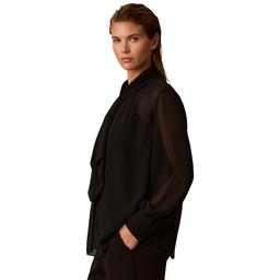Womens Calvin Klein Long Sleeve Ruffle Neck Sheer Blouse