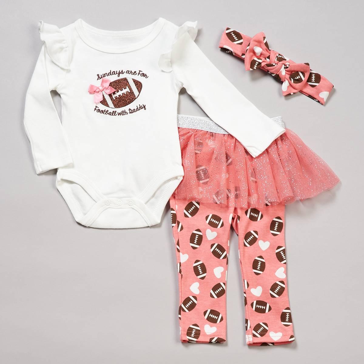 Baby Girl (3-9M) Baby Essentials 3pc. Football w/ Daddy Tutu Set