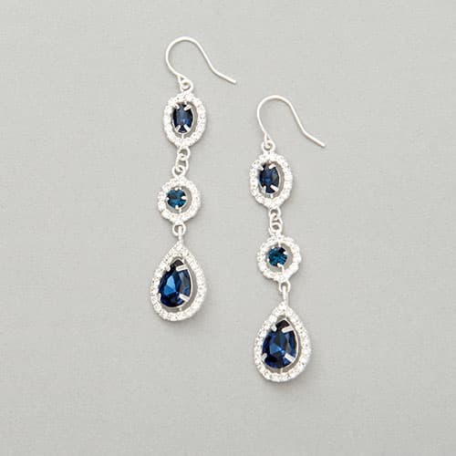 Rosa Rhinestones Silver Trio Crystal Drop Earrings - image 