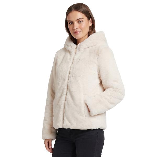 Womens Jessica Simpson Full Zip Faux Fur Jacket W Hood - image 