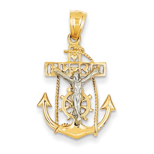 Unisex Gold Classics&#40;tm&#41; 14kt. Mariner's Cross Pendant - image 