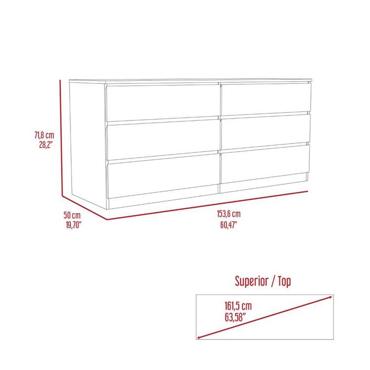 FM FURNITURE Seul 6 Drawer Double Dresser