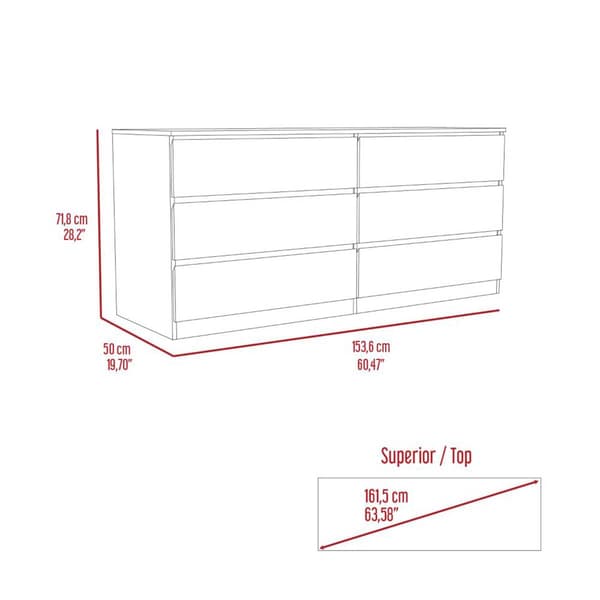 FM FURNITURE Seul 6 Drawer Double Dresser