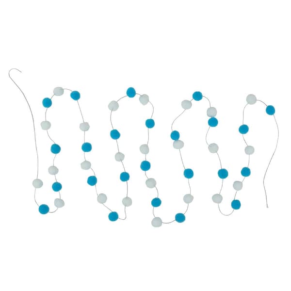 Northlight Seasonal 9ft. Blue & White Plush Snowball Garland