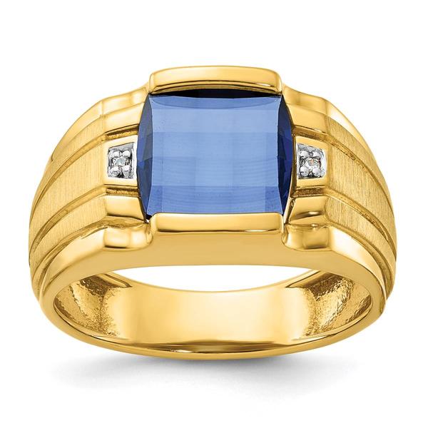Mens Gentlemens Classics(tm) 14kt. Gold Created Sapphire Ring - image 