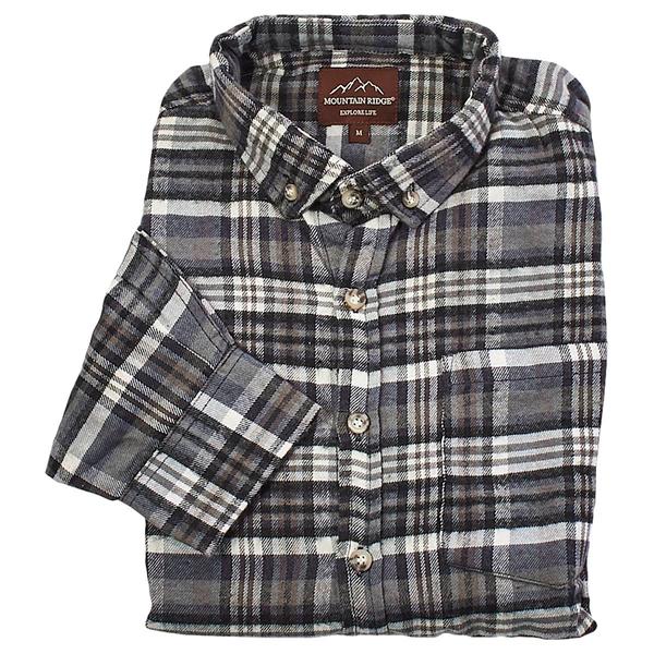 Mens Mountain Ridge® Heavyweight Flannel Shirt - Grey/Tan - Boscov's