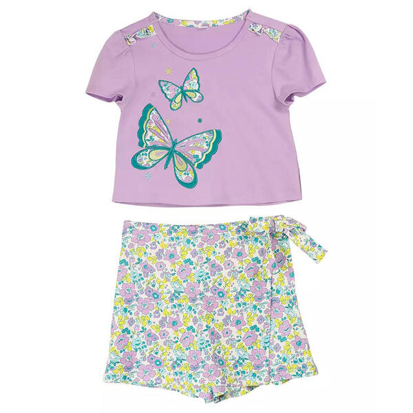Toddler Girl Rare Editions Butterfly Top & Floral Shorts Set - image 