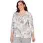 Plus Size Alfred Dunner Comfort & Joy Leaf V Neck Blouse - image 3