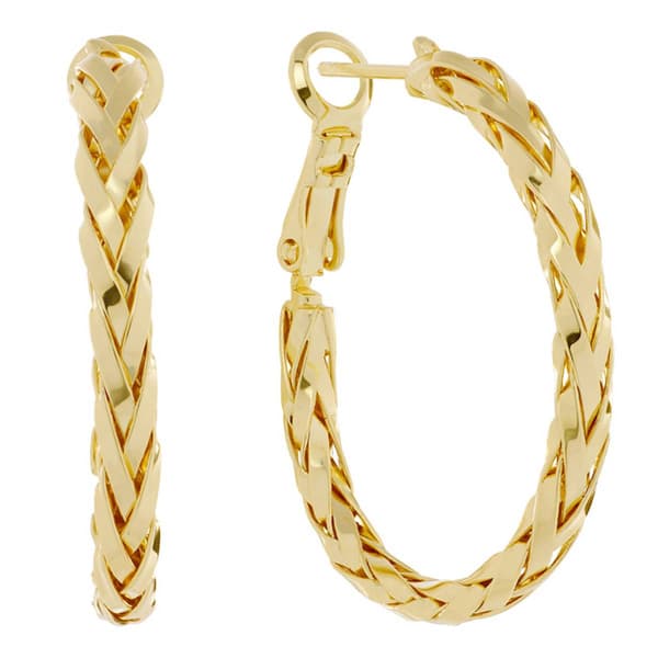 14kt. Gold Over Brass 30mm Braided Hoop Earrings - image 