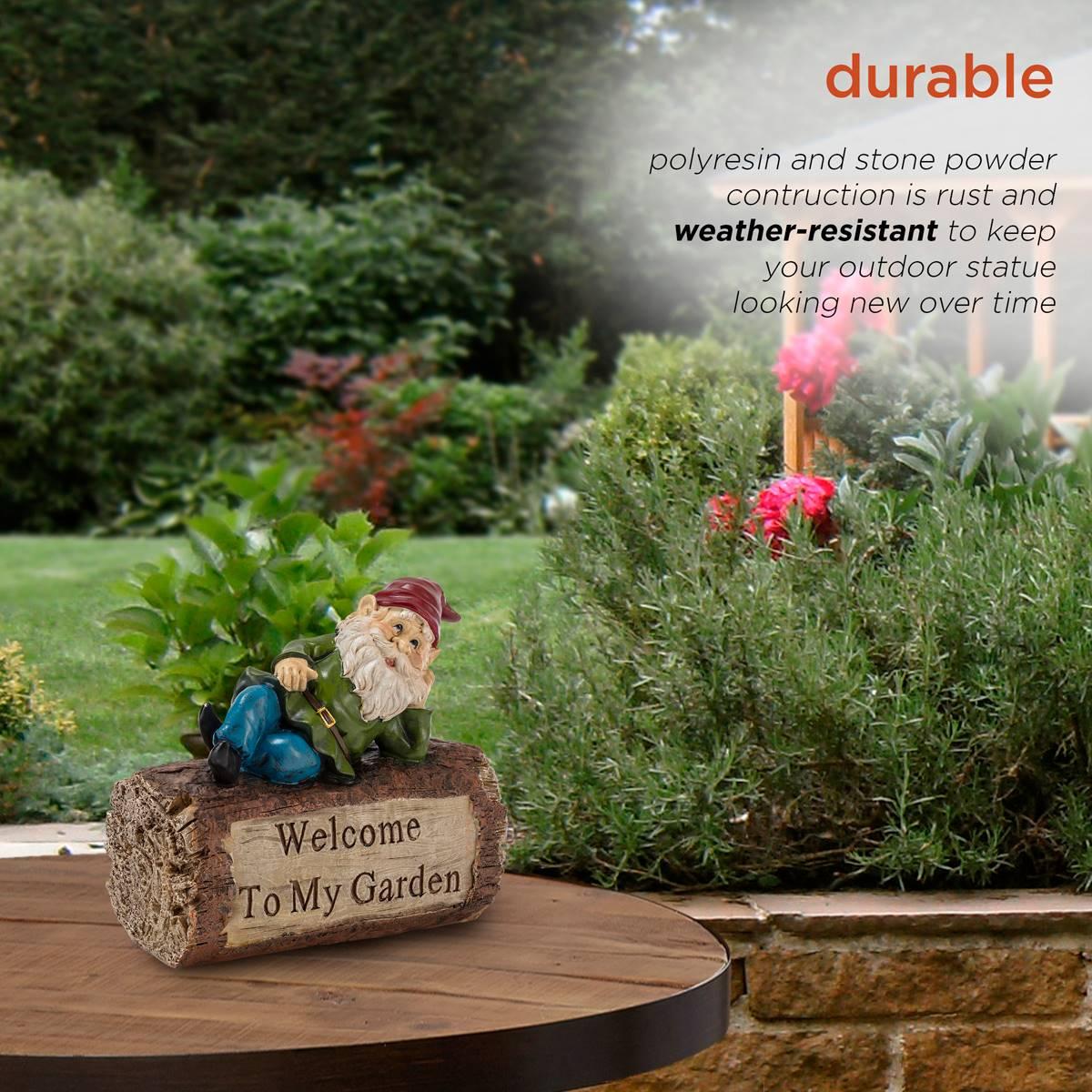 Alpine "Welcome to My Garden" Sign Gnome Statue