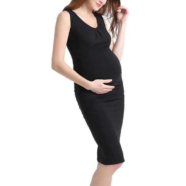 Womens Glow & Grow&#40;R&#41; V-Neck Ruched Maternity Midi Dress - image 