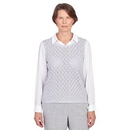Womens Alfred Dunner Isn''t it Romantic Pearl Trim Sweater Vest