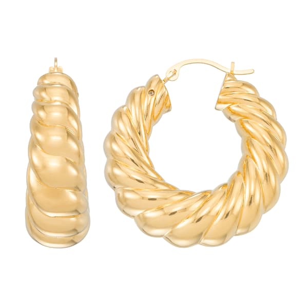 Evergold 14kt. Gold Over Resin 25mm Scallop Hoop Earrings - image 
