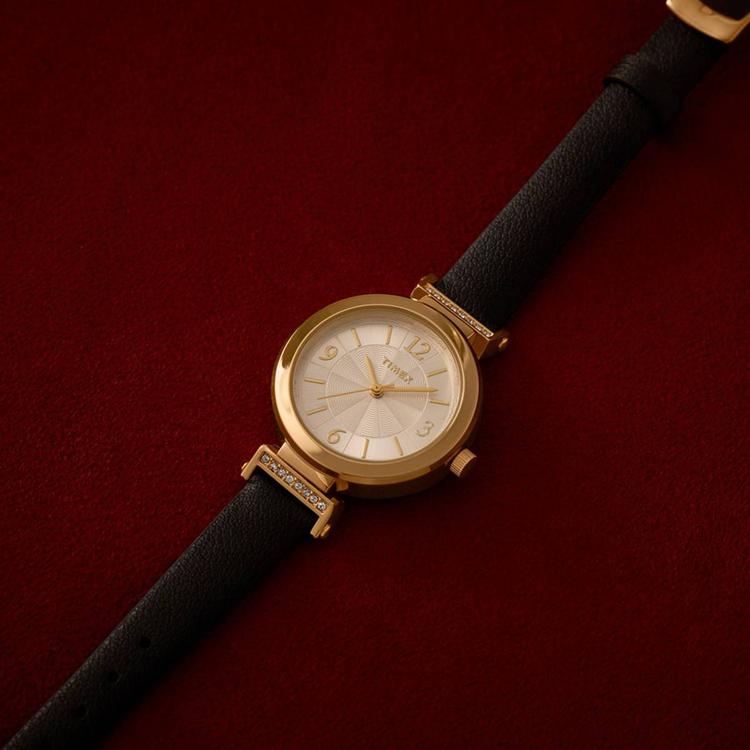 Womens Timex® Gold-Tone Black to Brown Strap Watch - TW2W96400JT
