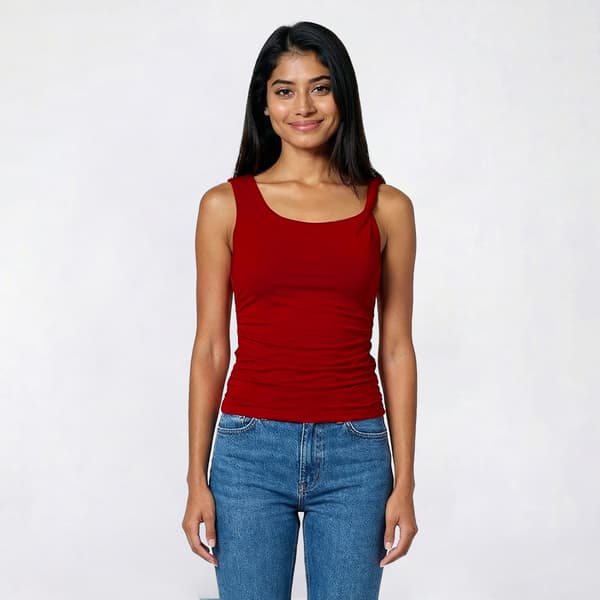 Juniors No Comment Asymmetrical Twist Strap Tank Top - image 