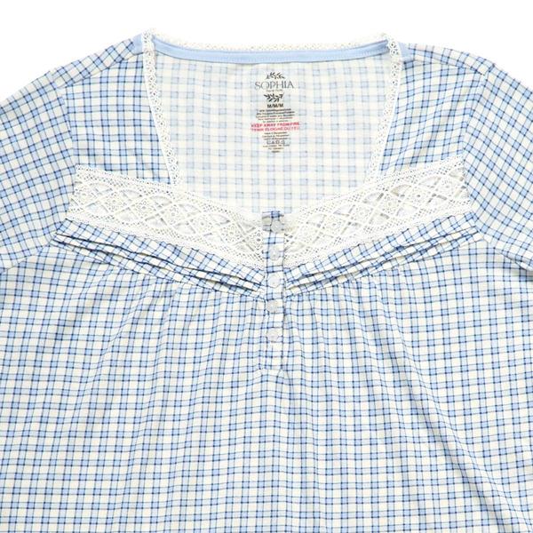 Womens Sophia 3/4 Sleeve Plaid Henley Pajama Set