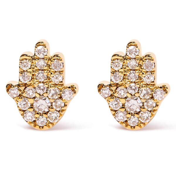 Haus of Brilliance 10kt. Yellow Gold Diamond Hamsa Stud Earrings
