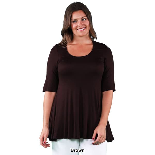 Plus Size 24/7 Comfort Apparel Elbow Sleeve Tunic