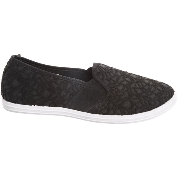 Womens Ashley Blue Lace Solid Canvas Slip On Flats