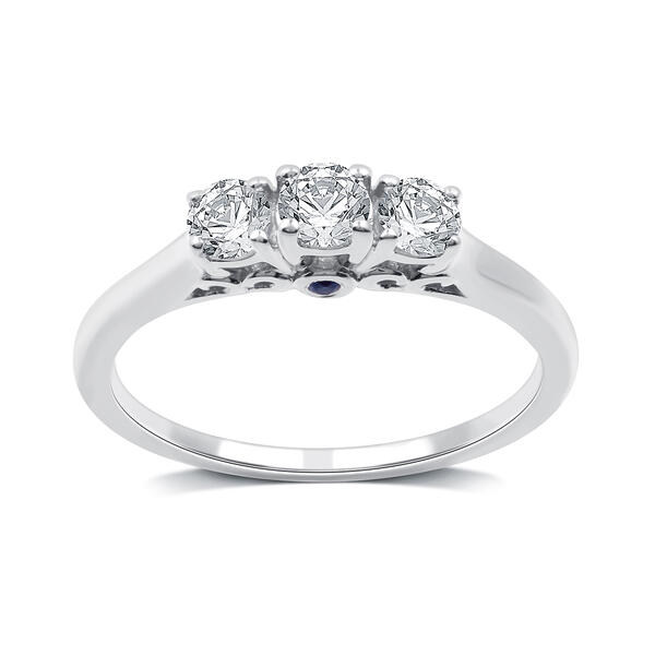 Nova Star&#40;R&#41; Lab Grown Diamond & Sapphire Cathedral Bridal Ring - image 