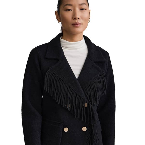 Womens NVLT Short Double Breasted Fringe Coatigan