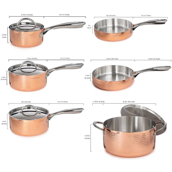 BergHOFF Vintage 10pc. Hammered Tri-Ply Copper Cookware Set