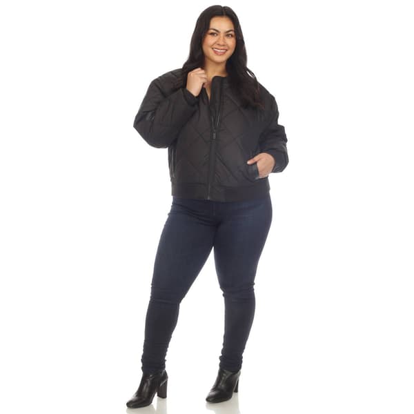 Plus Size White Mark Lightweight Diamond Quilted Puffer Jacket