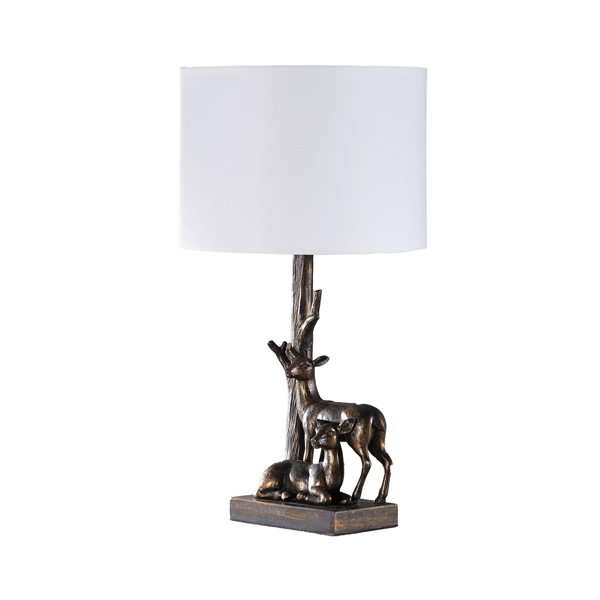 HomeRoots 20in. Bronze Mom & Baby Deer Table Lamp