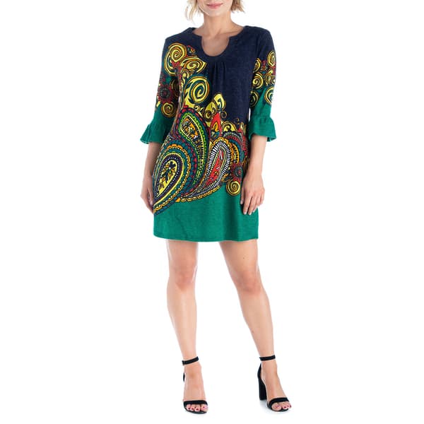 Womens 24/7 Comfort Apparel Colorful Paisley Shift Dress - image 