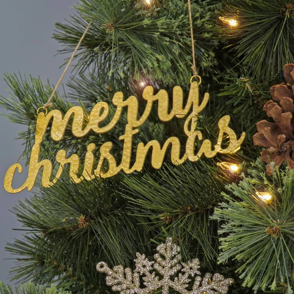 National Tree "Merry Christmas" Ornament w/ Gold Finish- Set of 4