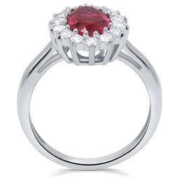 Nova Star® Oval Lab Grown Ruby w/ 1/2ctw. Lab Grown Diamond Ring
