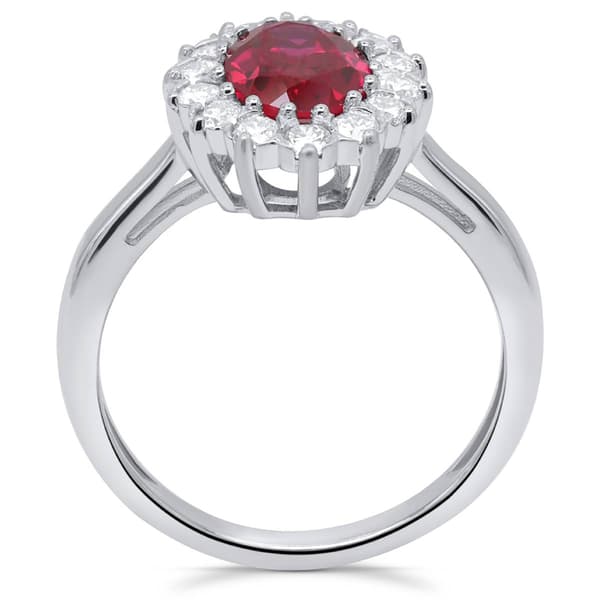 Nova Star® Oval Lab Grown Ruby w/ 1/2ctw. Lab Grown Diamond Ring