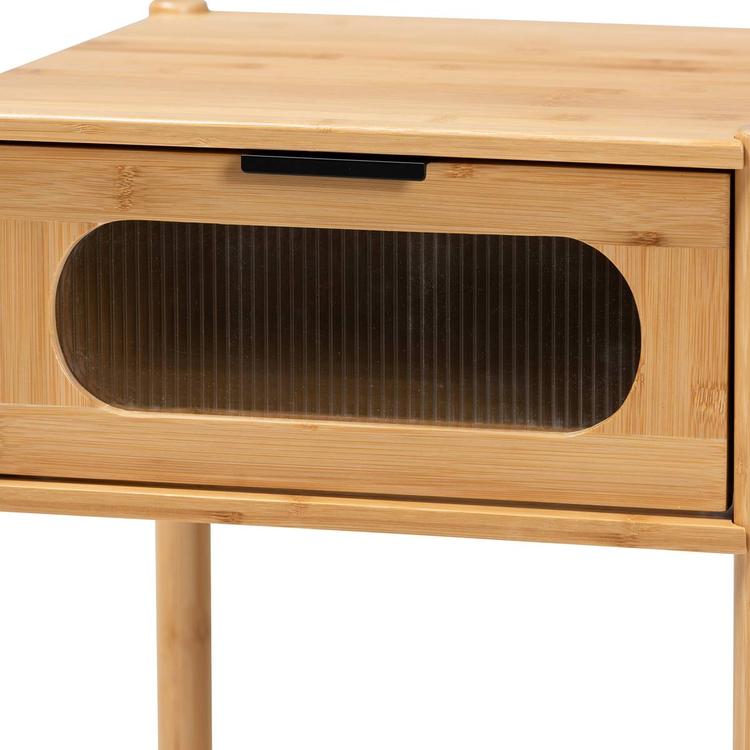 Baxton Studio Naresh Brown Bamboo Wood 1-Drawer End Table