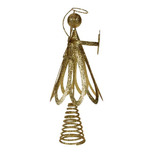Kurt Adler 12in. Gold Glitter Metal Angel Treetop