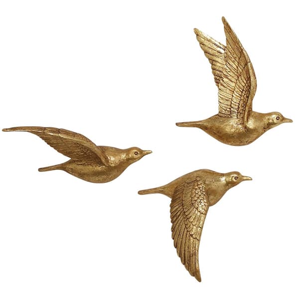 9th & Pike&#40;R&#41; Gold Birds Wall Decor Sculptures - Set of 3 - image 