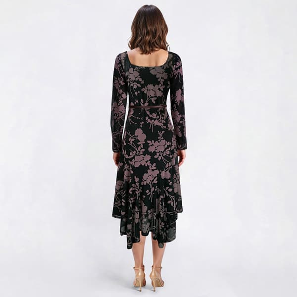 Womens Harlow & Rose Long Sleeve Belted Floral Midi Dress