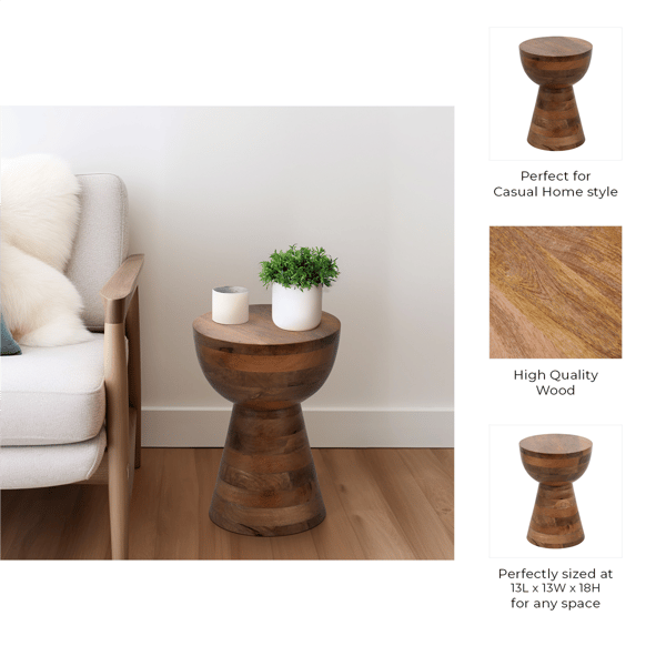 Sagebrook Home Mango Wood  Round Top Accent Table