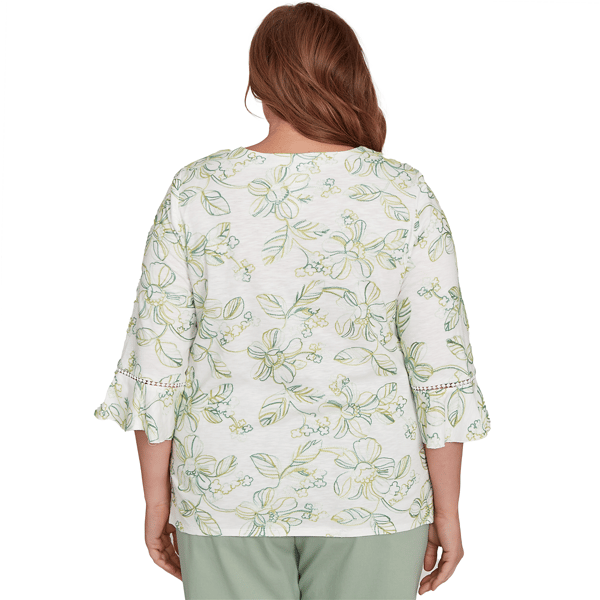 Plus Size Alfred Dunner Santa Fe Embroidered Floral Vines Tee