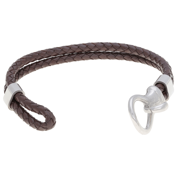 Mens Lynx Stainless Steel & Leather Bracelet