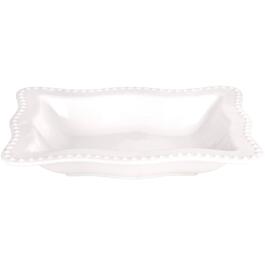 Home Essentials 14in. Pure White Wavy Bead Serve Bowl