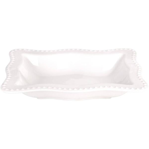 Home Essentials 14in. Pure White Wavy Bead Serve Bowl - image 