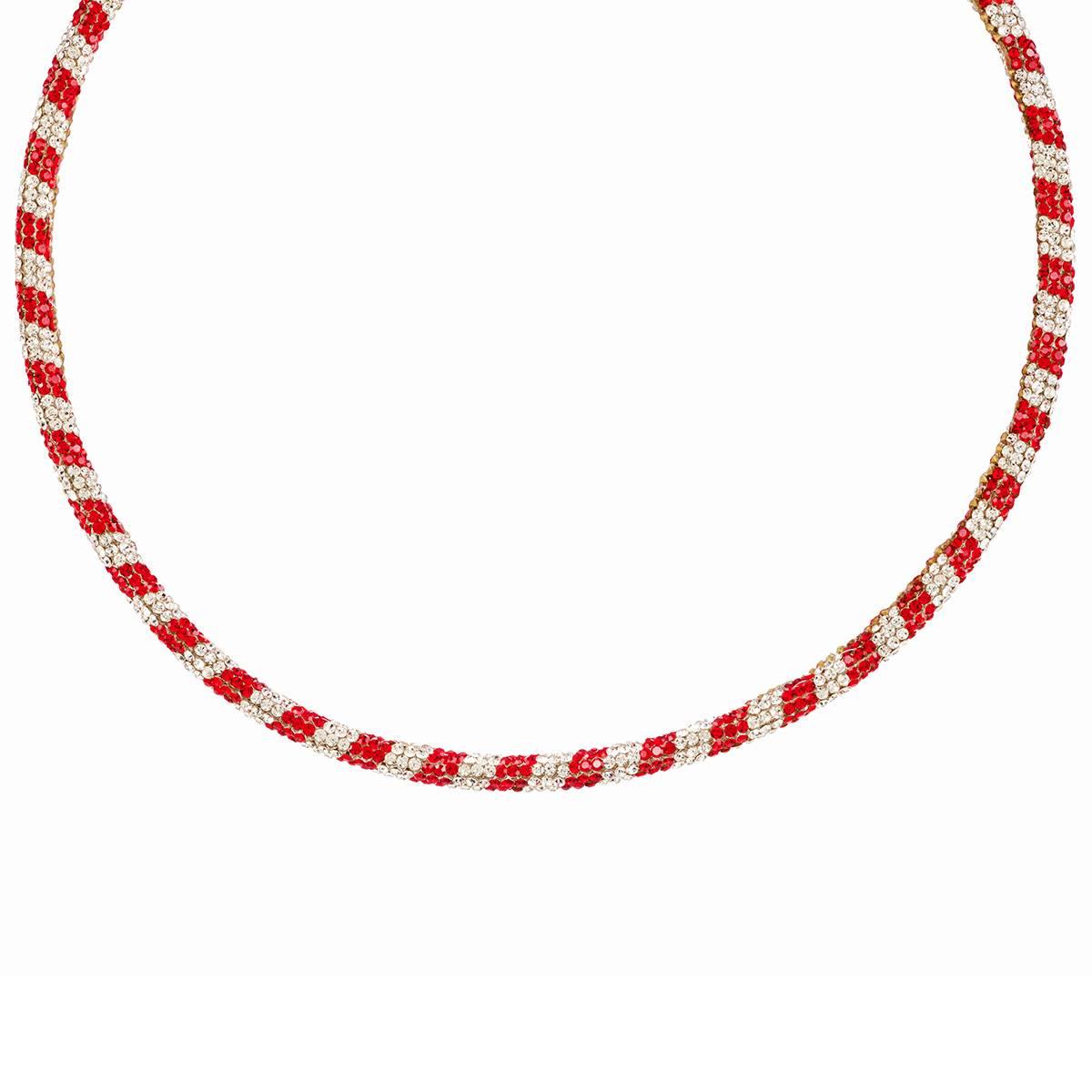 Green/Red & Silver Crystal Ball Necklace