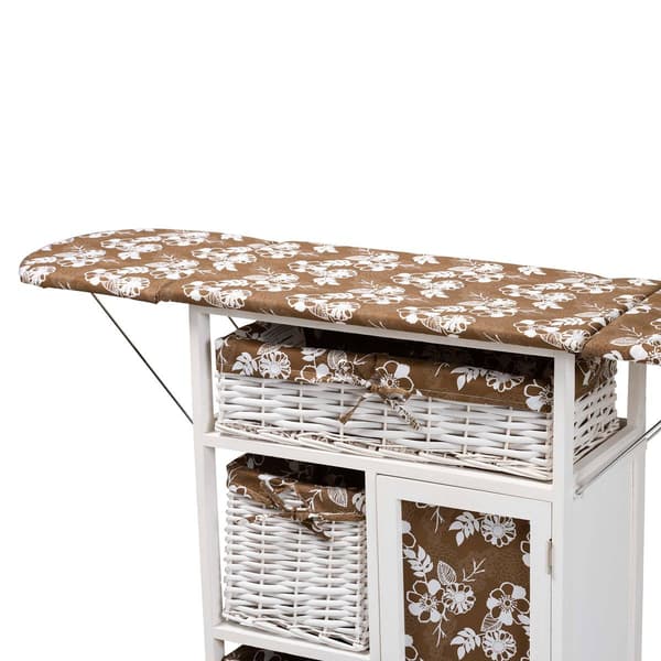 Baxton Studio Abril White Wood Drop Leaf Ironing Board Cabinet