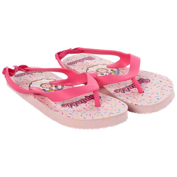 Little Girl Chatties Sprinkle Kindness Unicorn Donut Flip Flops - image 