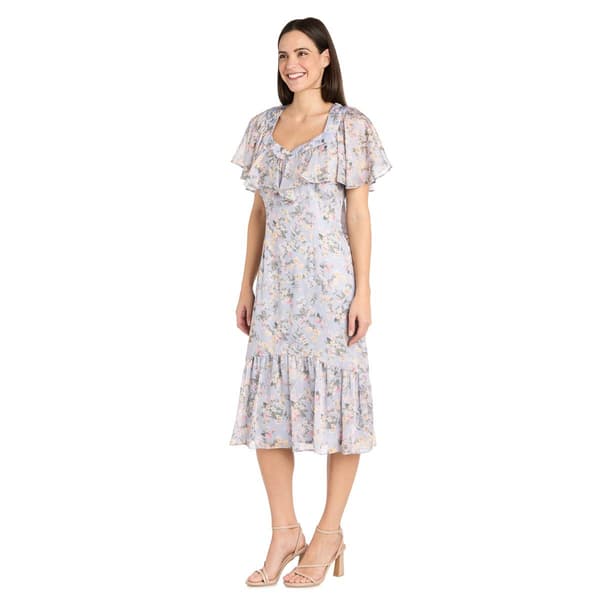 Womens R&M Richards Floral Midi Chiffon Dress