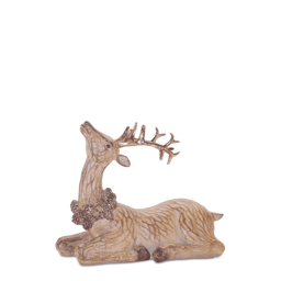 Melrose Carved Deer with Wreath Figurine - Set of 2