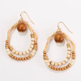 Ashley Cooper&#40;tm&#41; Shiny Gold Natural Raffia Double Teardrop Earrings