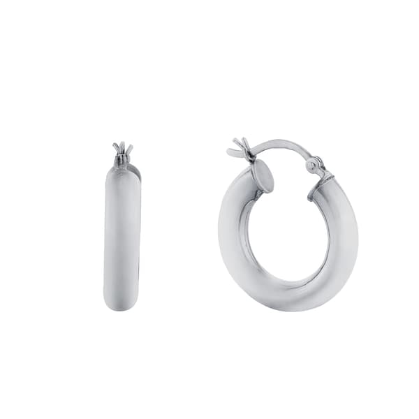 Fine Silver Plated 20mm Hi-Polished Tube Hoop Click-Top Earrings